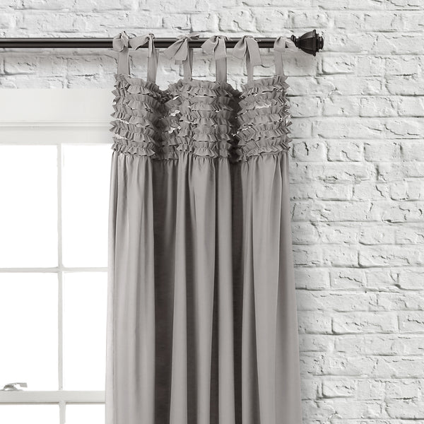 Lydia Ruffle Window Curtain Panels Gray Set 40x84 – Rustic Tuesday