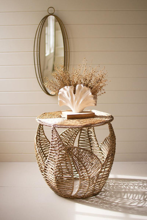 FERN DETAIL SEAGRASS SIDE TABLE