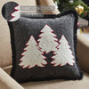 3 Christmas Trees Black Woven Pillow 12x12