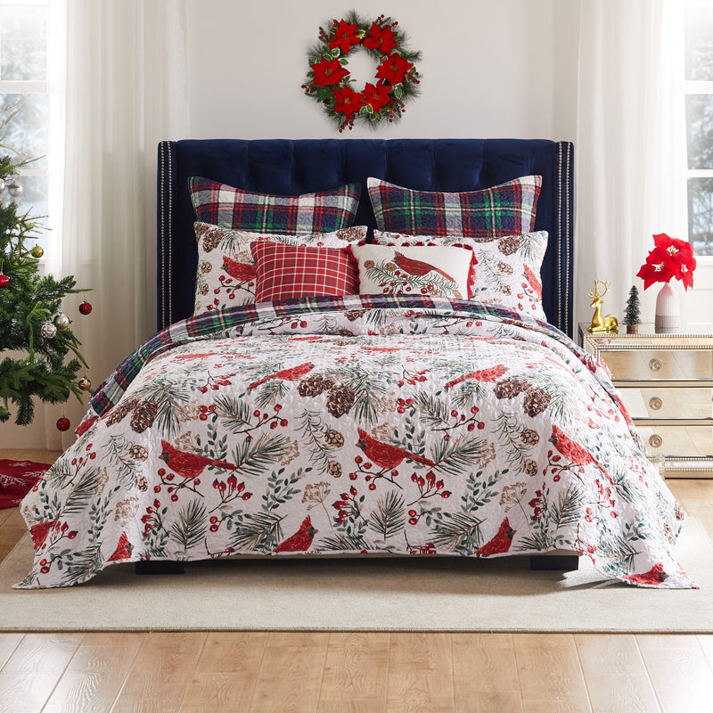 Cardinal Plaid Quilt Set