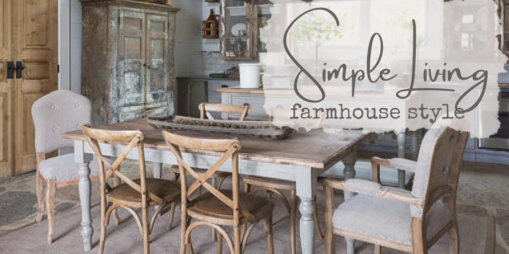 Rustic dining room table and chairs on middle of charming farmhouse styled kitchen