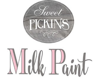 Sweet Pickins Milk Paint logo and Rustic Tuesday offers sweet Pickins Milk paint