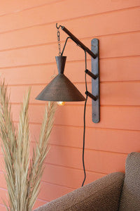 ADJUSTABLE WALL LAMP WITH HAMMERED METAL SHADE