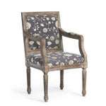 Floral Print And Wood Arm Chair