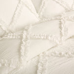 Ruffle Diamond Comforter Ivory 3Pc Set Full/Queen