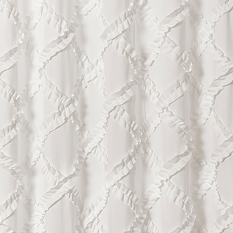Ruffle Diamond Shower Curtain White  72x72