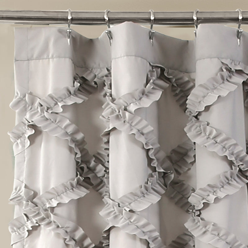 Ruffle Diamond Shower Curtain Gray  72x72