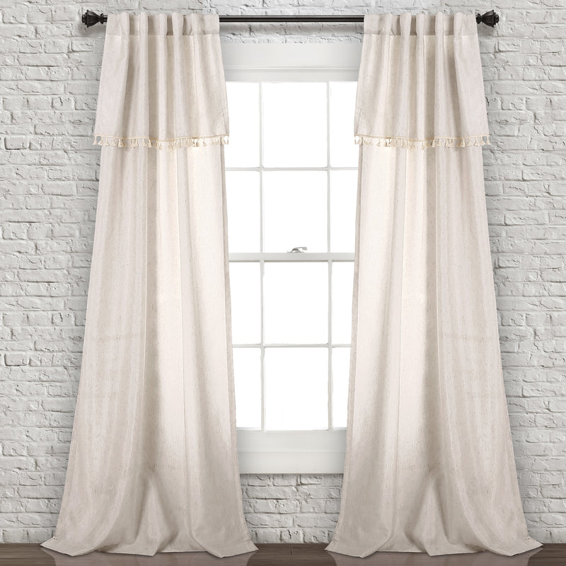 Ivy Tassel Window Curtain Panels Neutral 40x84 Set