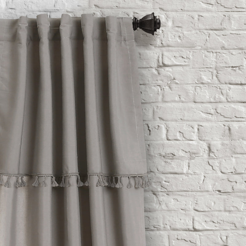 Ivy Tassel Window Curtain Panels Gray Set 40x84