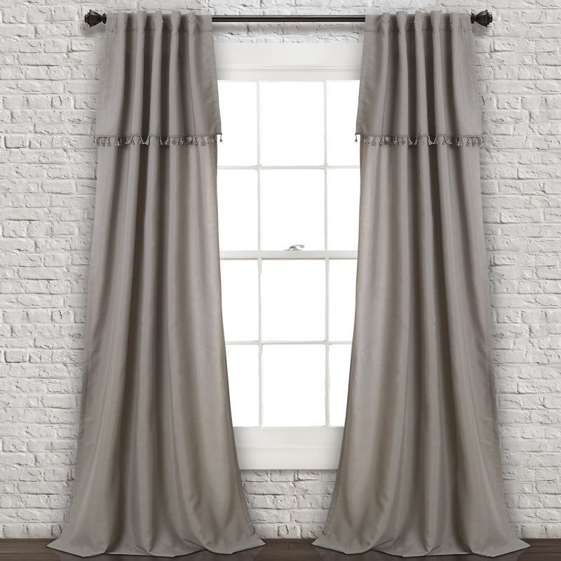 Ivy Tassel Window Curtain Panels Gray Set 40x84