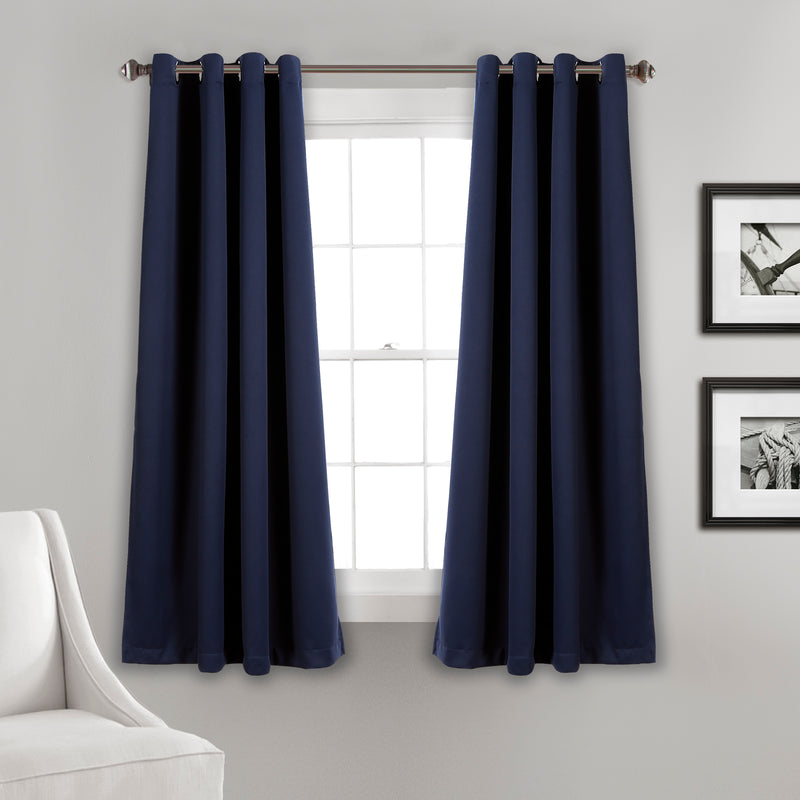 Set of 2 (120x52) Insulated Grommet Top Blackout Curtain Panels Blue -  Lush Décor