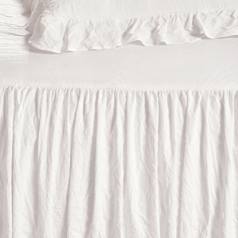 Ruffle Skirt Bedspread White 2Pc Set Twin