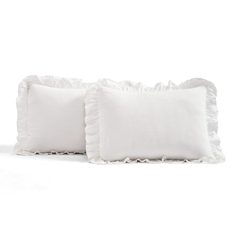 Ruffle Skirt Bedspread White 3Pc Set Queen