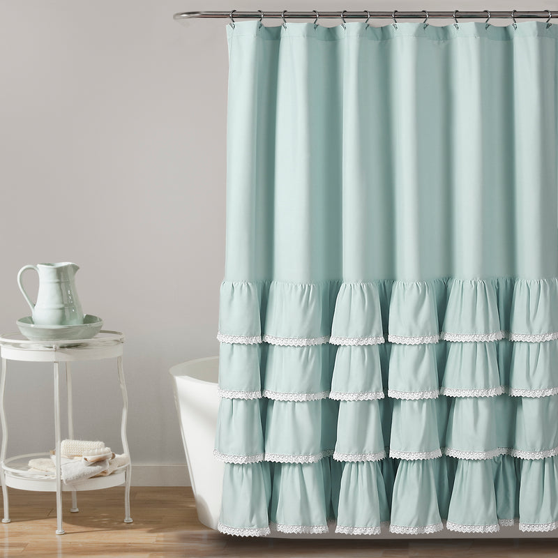 Ella Lace Ruffle Shower Curtain Blush 72X72