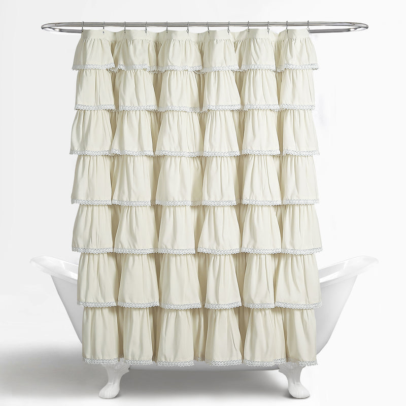Lace Ruffle Shower Curtain Ivory 72X72