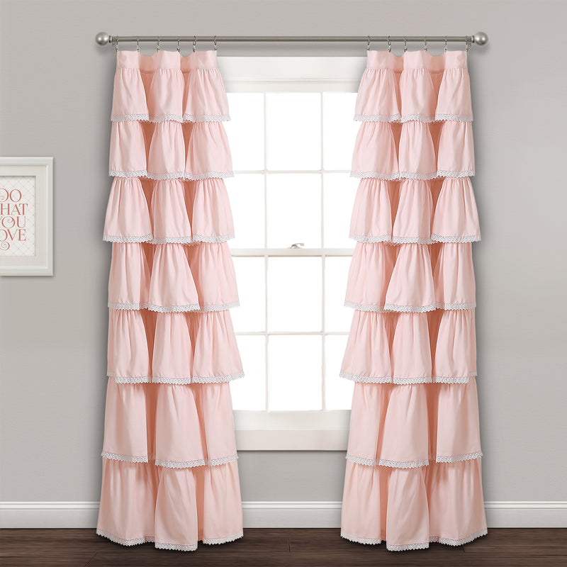 Lace Ruffle Window Curtain Panel Blush 52X84