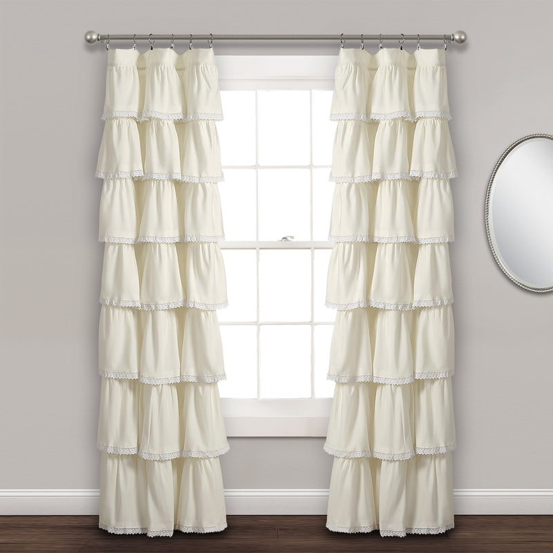 Lace Ruffle Window Curtain Panel Ivory 52X84