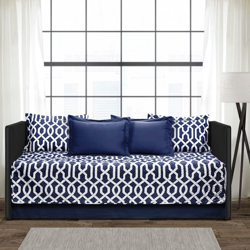 Edward Trellis Navy 6Pc Daybed Cover Set 39x75