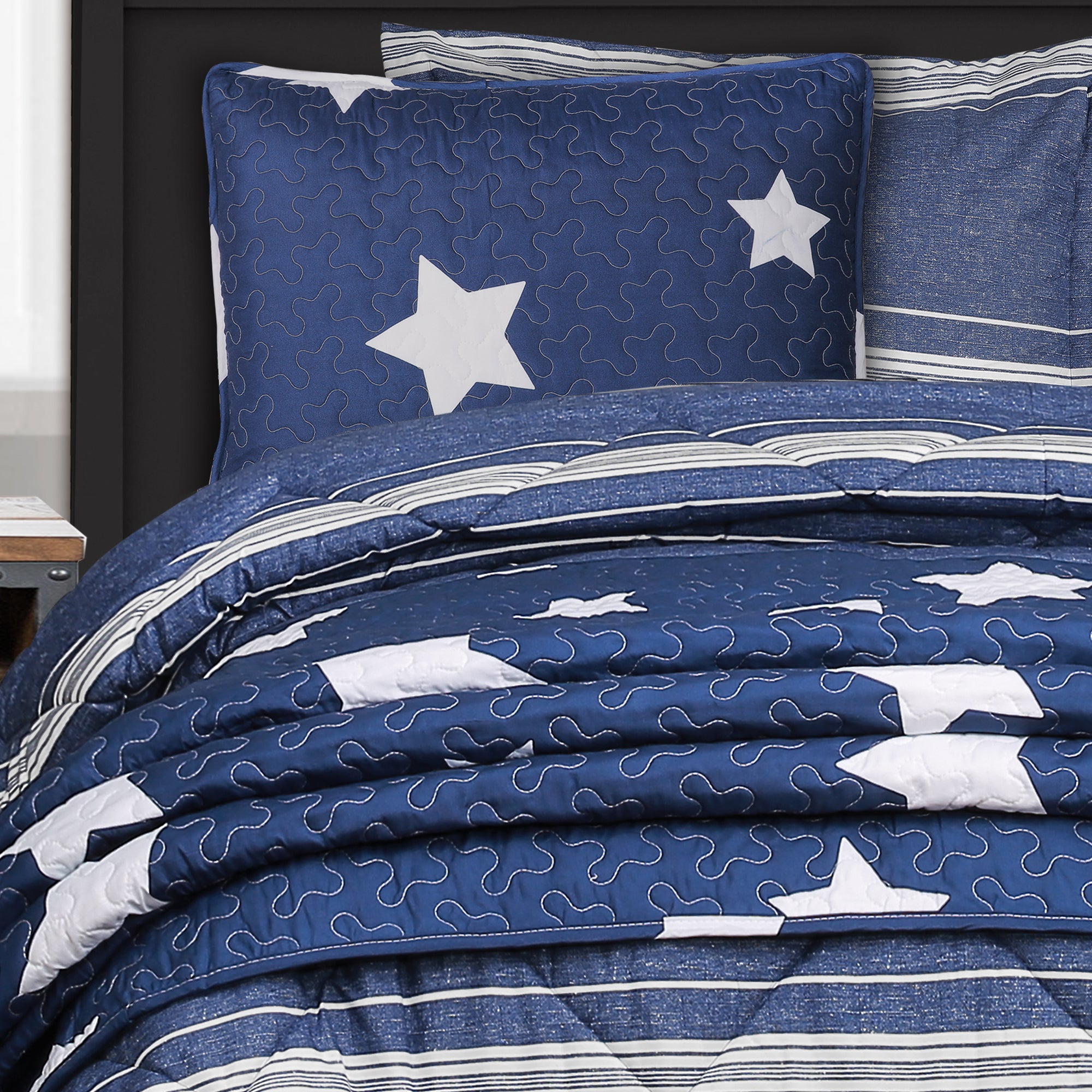 Marlton Stripe Comforter Navy 2Pc Set Twin XL – Rustic Tuesday