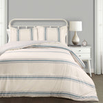 Farmhouse Stripe Comforter Blue 3Pc Set Full/Queen