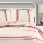 Farmhouse Stripe Comforter Red 3Pc Set Full/Queen