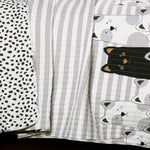 Stripe Bear Quilt Gray/Black 2Pc Set Twin