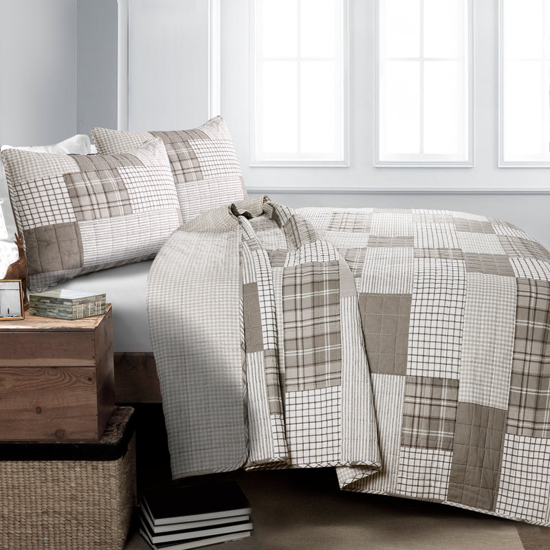 Greenville Quilt Taupe 3Pc Set Full/Queen