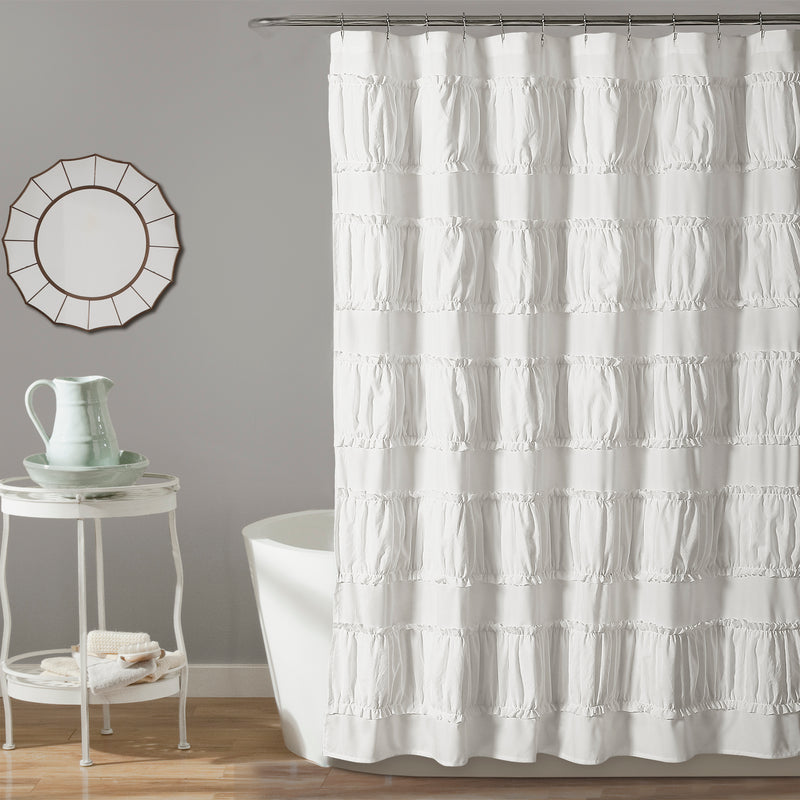Nova Ruffle Shower Curtain White 72X72