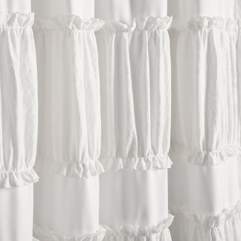 Nova Ruffle Window Curtain Panels White 42X84 Set