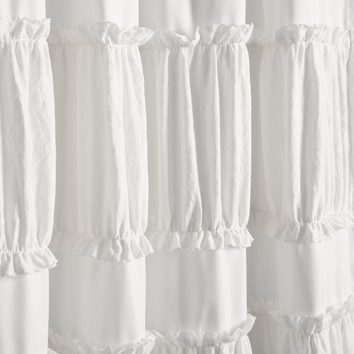Nova Ruffle Window Curtain Panels White 42X84 Set