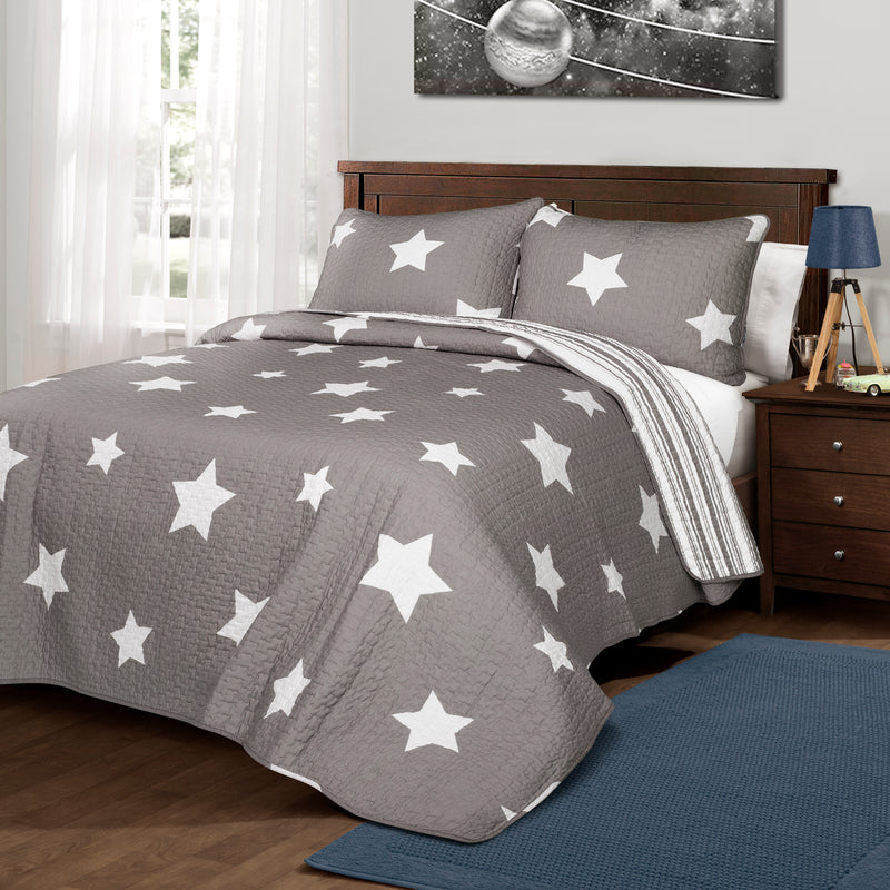 Star Quilt Gray 2Pc Set Twin