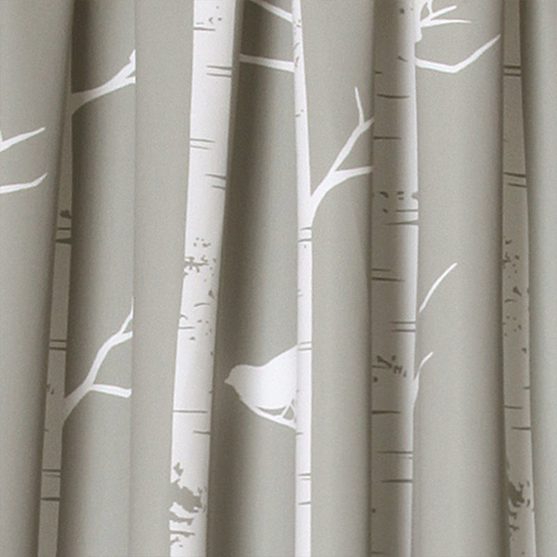 Bird On The Tree Room Darkening Window Curtain Panels Gray 52x95+2 Set