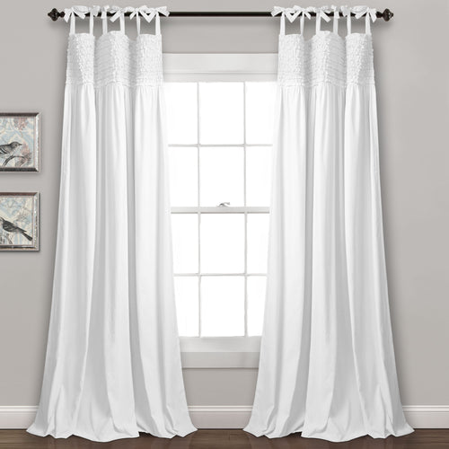 Lydia Ruffle Window Curtain Panels White Set 40x84