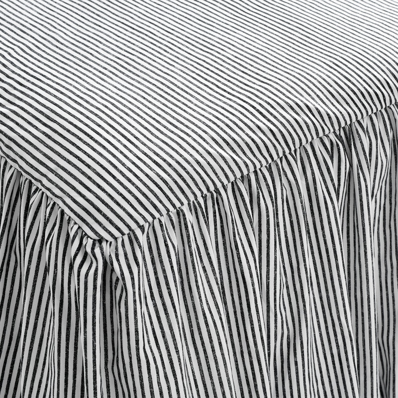 Ticking Stripe Bedspread Black 3Pc Set Full