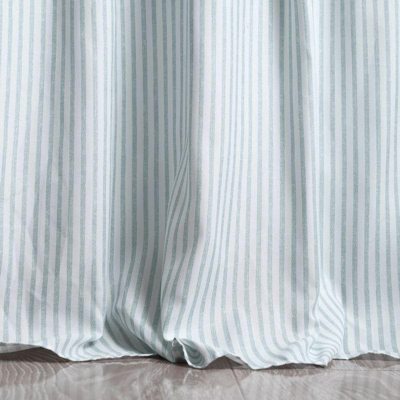 Ticking Stripe Bedspread Lake Blue 3Pc Set Full