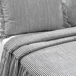 Ticking Stripe Bedspread Black 3Pc Set Queen