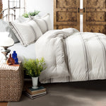 Farmhouse Stripe Comforter Gray 3Pc Set Full/Queen