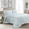 Lucianna Ruffle Edge Cotton Bedspread Blue 3Pc Set Full/Queen