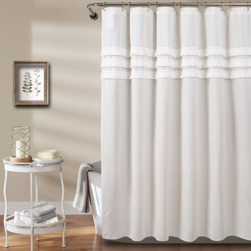 Ciel Tassel Shower Curtain White 72X72