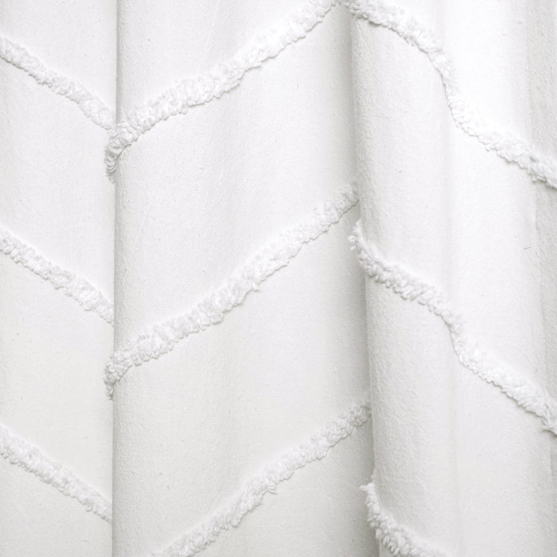 Chenille Chevron Window Curtain Panels White 40x84 Set