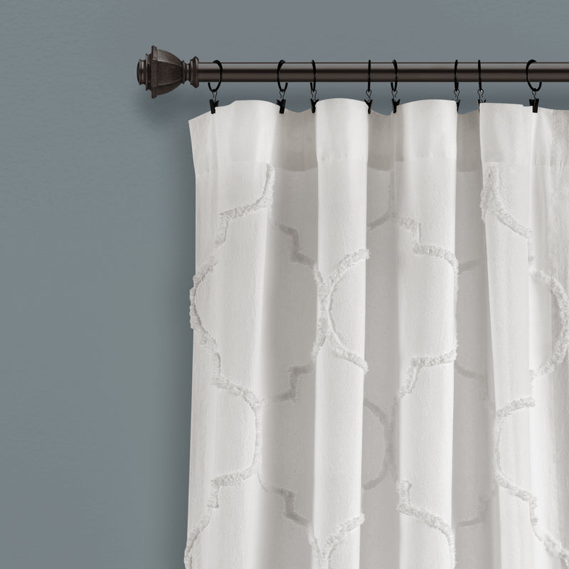 Avon Chenille Trellis Window Curtain Panels White 40x84 Set