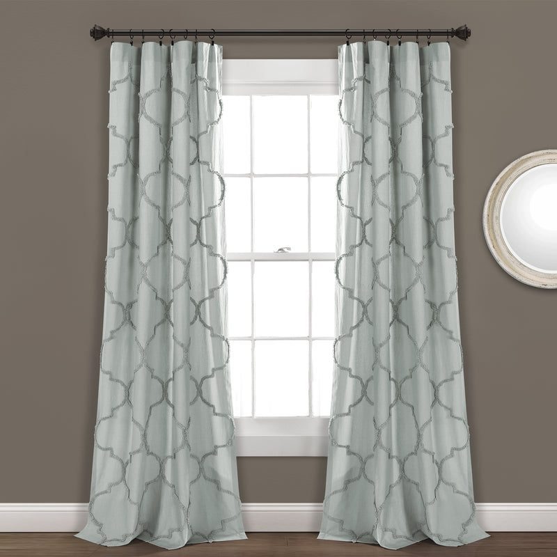 Avon Chenille Trellis Window Curtain Panels Pastel Blue 40x84 Set
