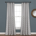 Chenille Chevron Window Curtain Panels Light Gray 40x95 Set