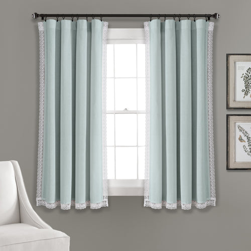 Rosalie Window Curtain Panels Blue 54x63 Set