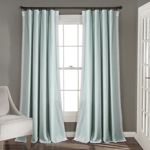Rosalie Window Curtain Panels Blue 54x84 Set