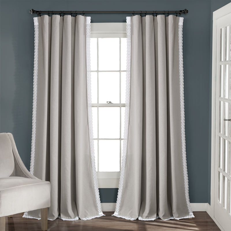 Rosalie Window Curtain Panels Light Gray 54x84 Set
