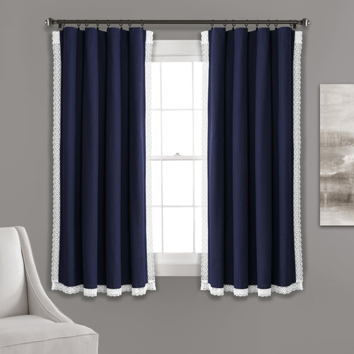 Rosalie Window Curtain Panels Navy 54x63 Set