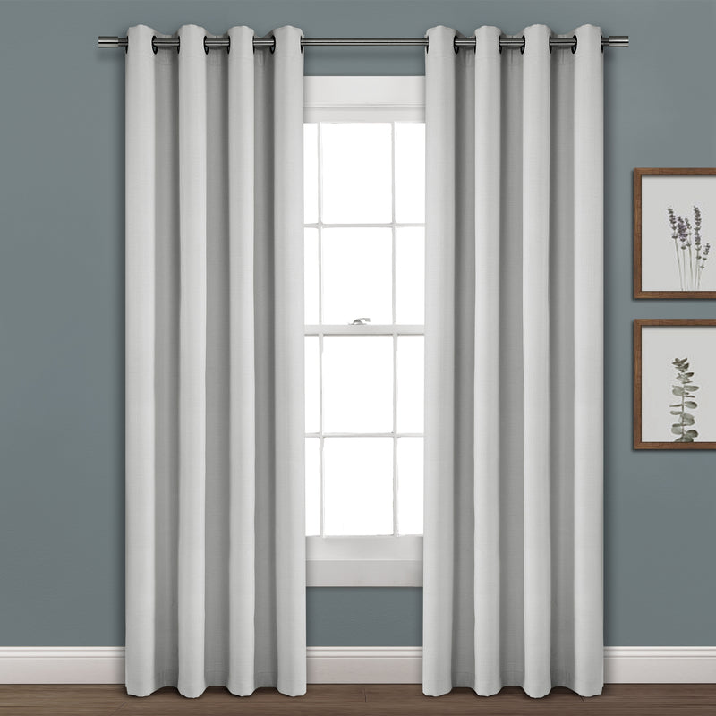 Faux Linen Absolute Grommet Blackout Window Curtain Panel Single Light Gray 52X95