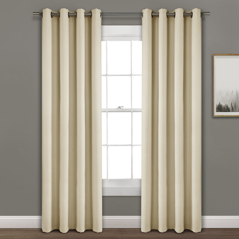 Faux Linen Absolute Grommet Blackout Window Curtain Panel Single Wheat 52X95