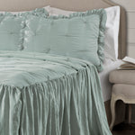 Ravello Pintuck Ruffle Skirt Bedspread Blue 3Pc Set King